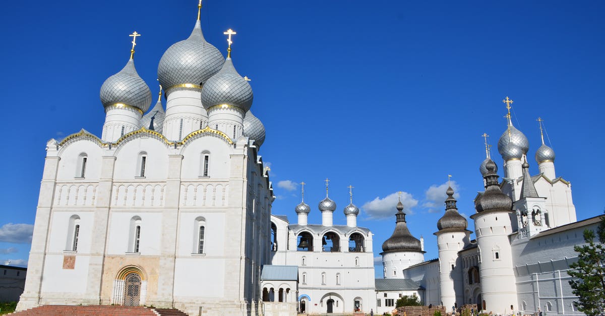 Russia to Dublin, transiting Heathrow - The Dormition Cathedral in Moscow, Russia Under Blue Sky