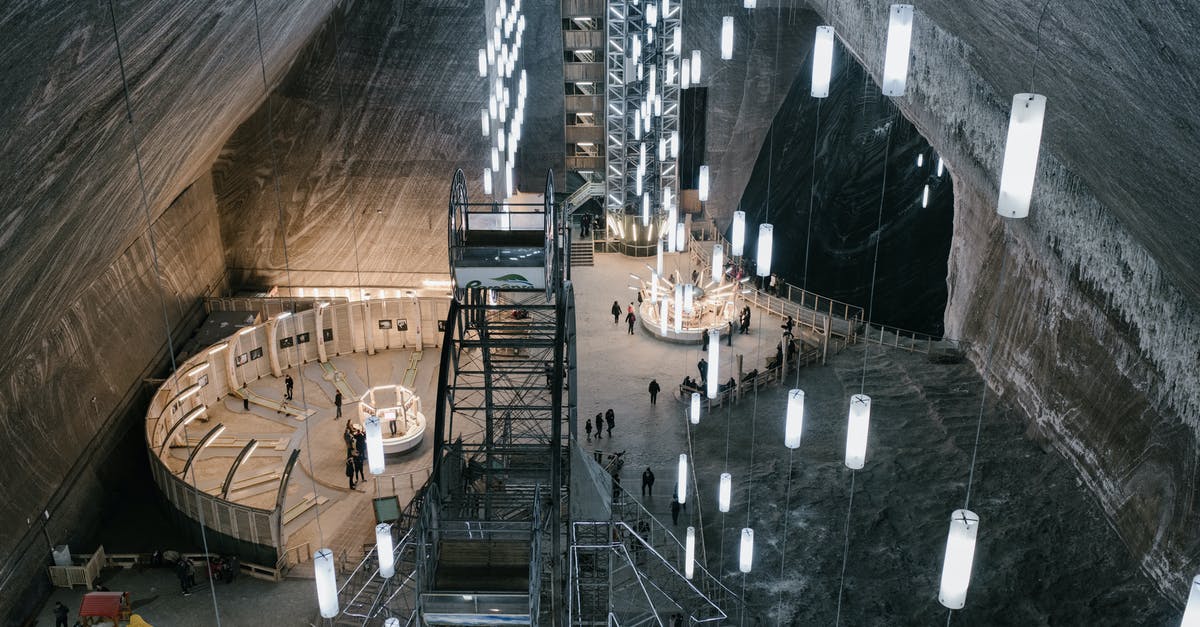 Salt mines in Poland -- differences between Wieliczka and Bochnia? - Salt mine entertainment park with hanging LED lamps and various attractions