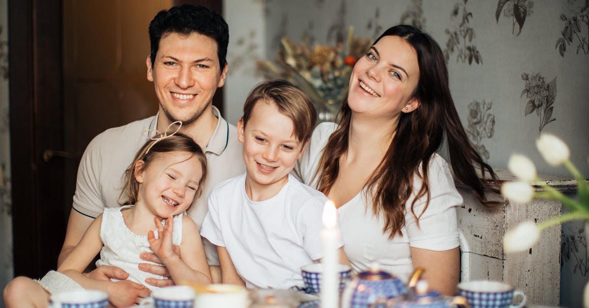 Schengen visa for my wife and kids - Loving family laughing at table having cozy meal