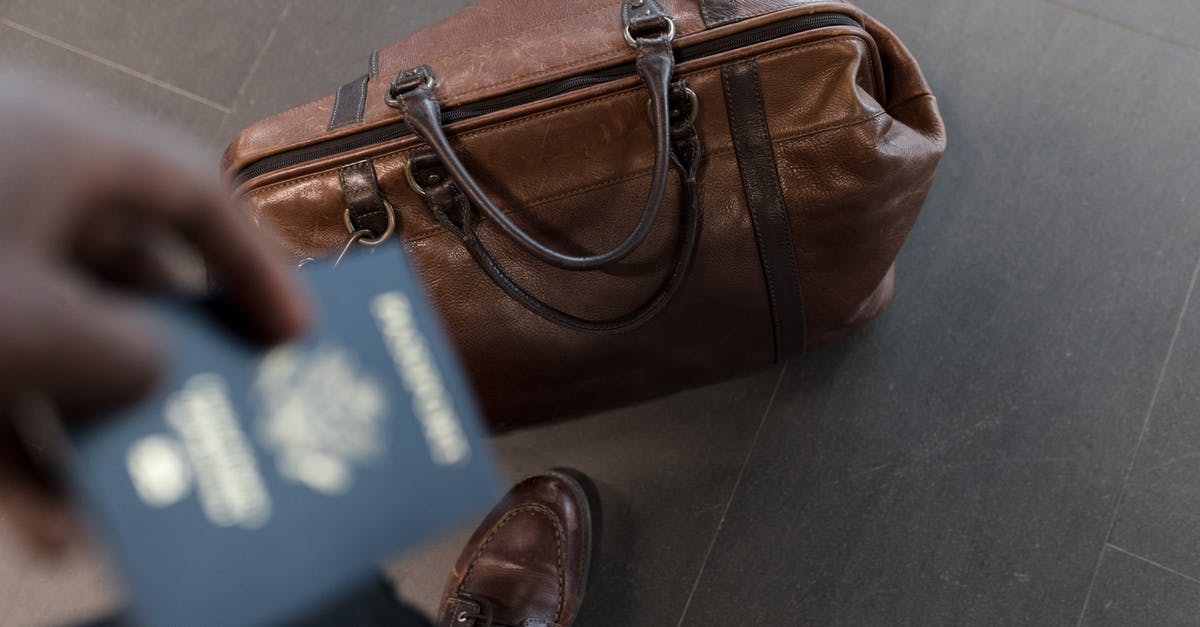 Seal in Passport is slightly smudged - Brown Leather Duffel Bag