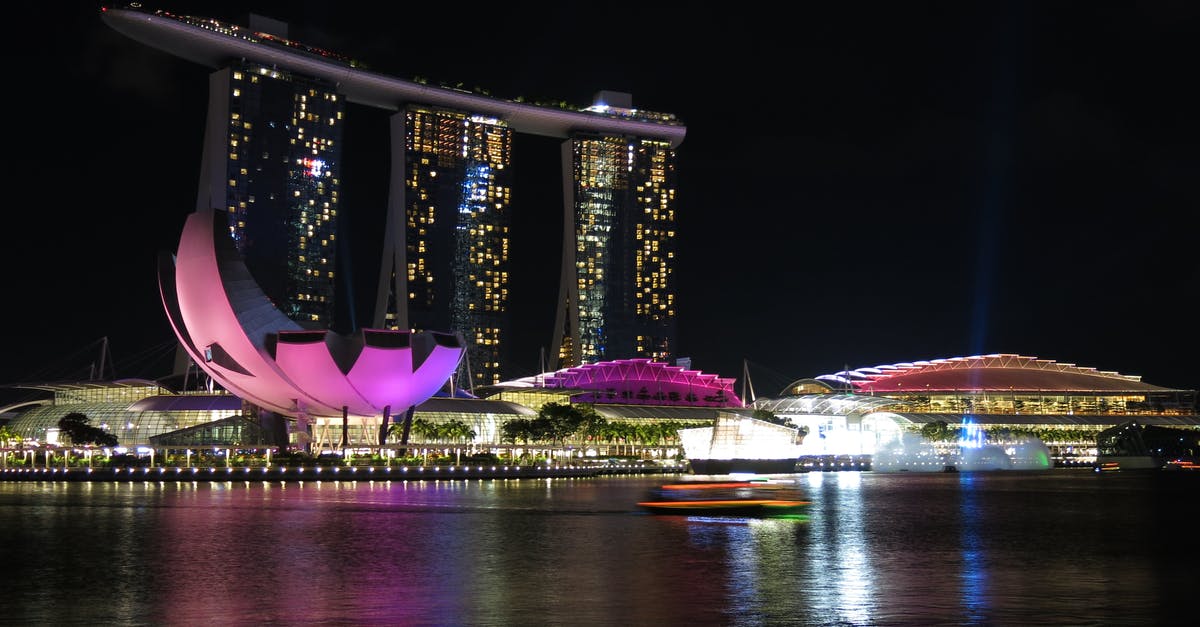 Singapore airport to hotel late at night - City Lit Up at Night