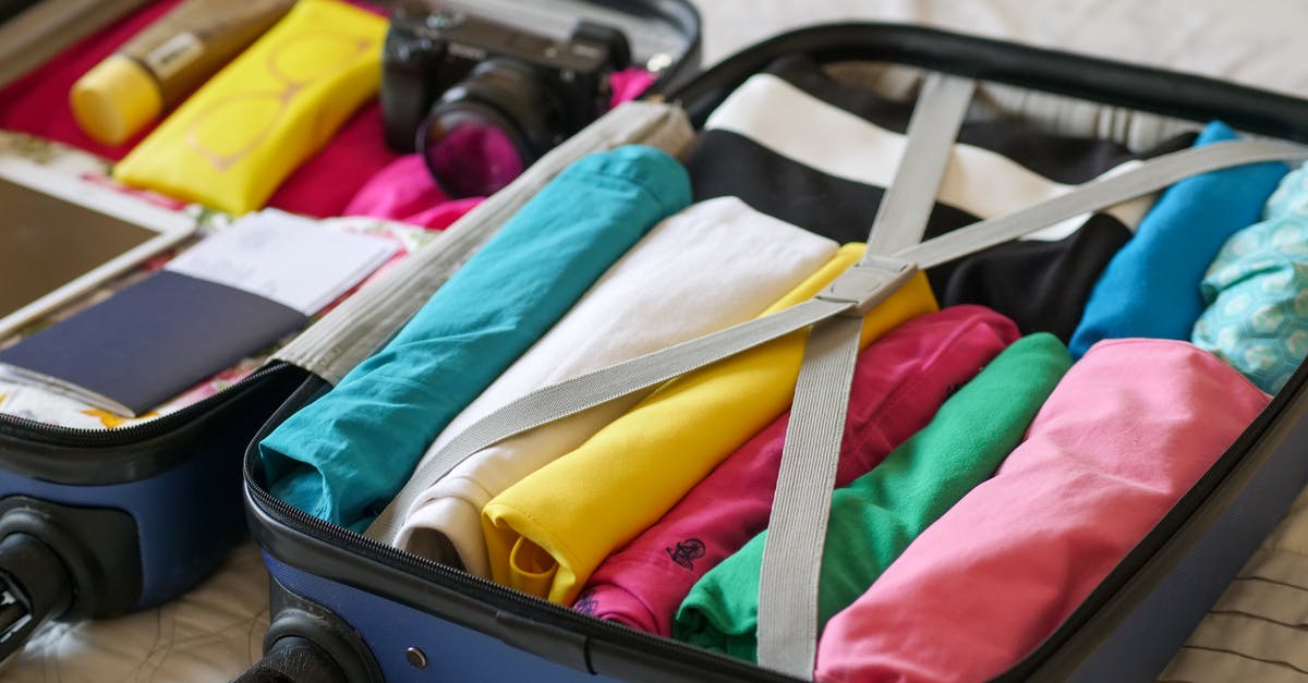 Single-ticket trip in Brandenburg, Germany - Blue Luggage with Folded Clothes 