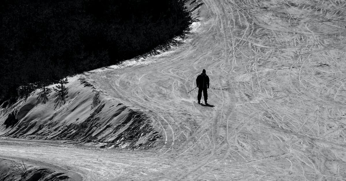 Skiing near Katmandu, Nepal - Grayscale Photo of Person Walking on Snow Covered Ground