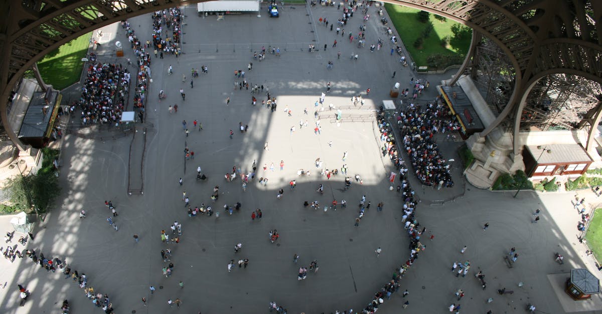 Skipping long lines at free-museum days in Paris - Aerial Shot of People Waiting in Line 