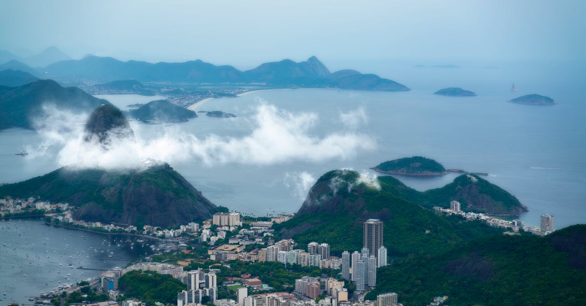 South African passport holder traveling from South Africa, via Luanda, Angola to Rio de Janeiro, Brazil - Aerial View Of Rio De Janeiro Brazil In Clouds