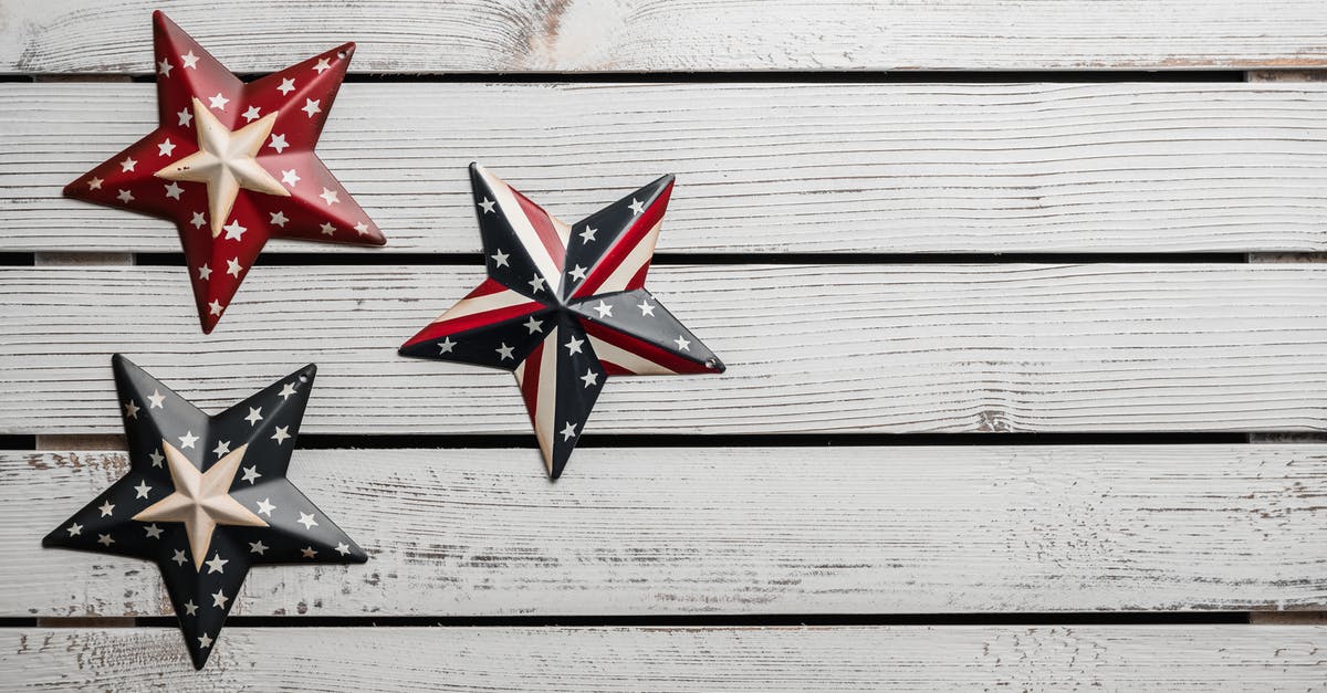 Souvenirs from the US and Canada - Star shaped souvenirs with American flag pattern on lumber table