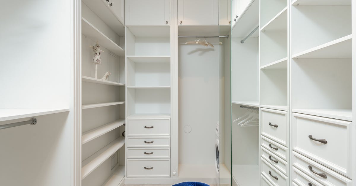 Storage of home SIM while abroad - White classic styled built in wardrobe with empty shelves