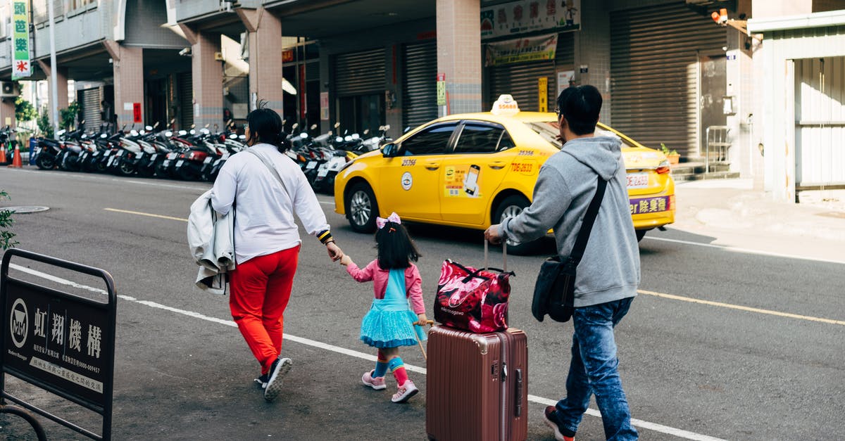 Storing Luggage in Taipei - A Family Walking in the Street