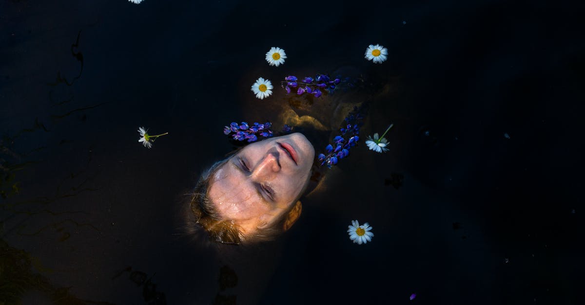 Swim from Dubrovnik to Lokrum [closed] - Head of man lying on water with flowers