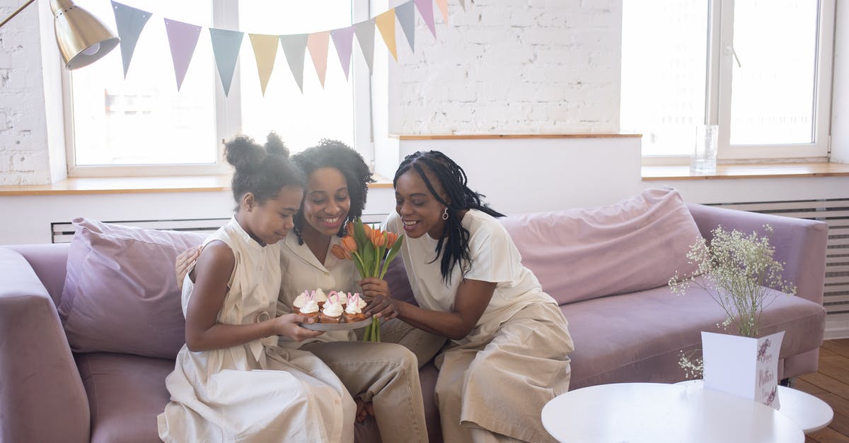 Teen child traveling with family member within US - 2 Women and Man Sitting on Couch