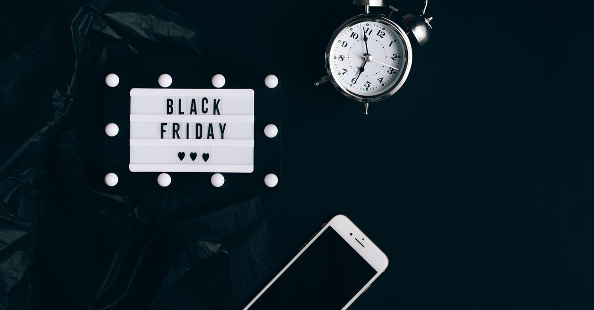 Text message delivery time from Europe to Asia - Black Friday Sign, Clock and Smartphone