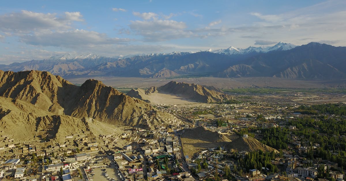 The Leh Ladakh "ban of non-local vehicles" situation status? - Drone Shot of the City of Leh