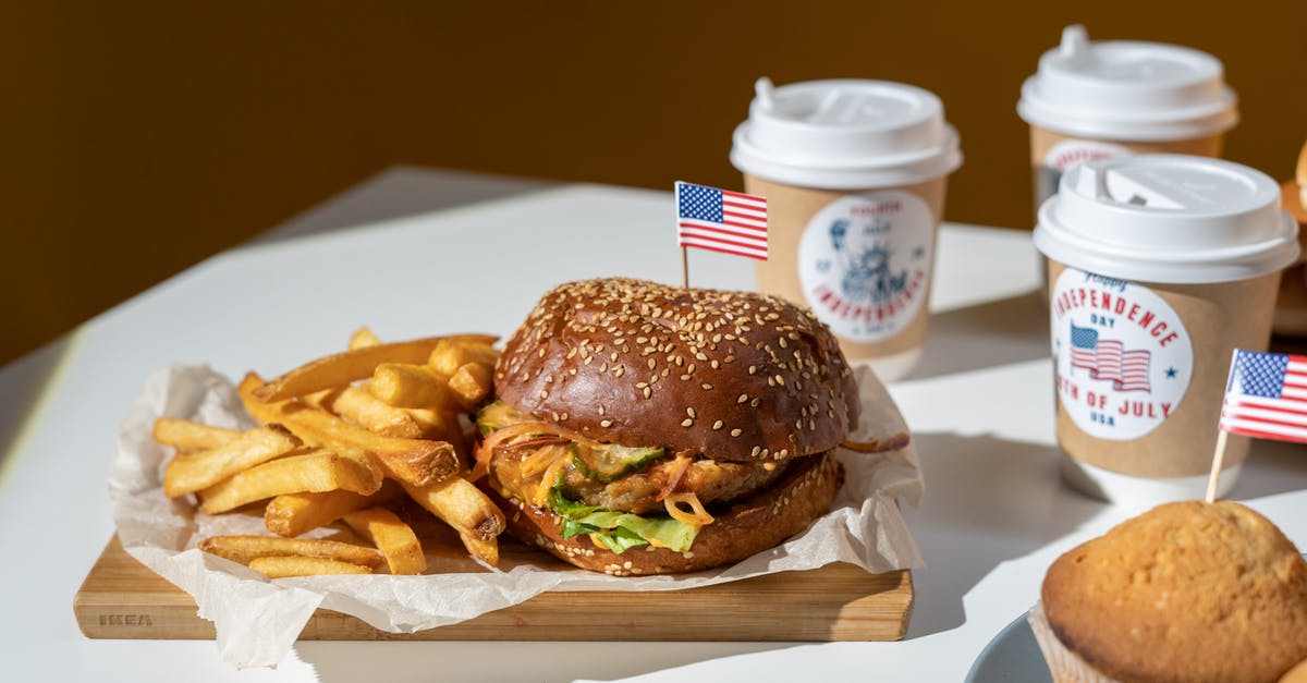 Tipping for curbside takeout food in the USA - Burger and Fries With Coffee