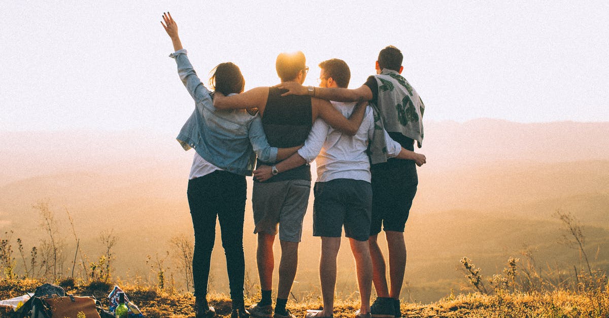 To have mStand in hand-luggage in Europe? - Anonymous friends standing together at sunset in mountains