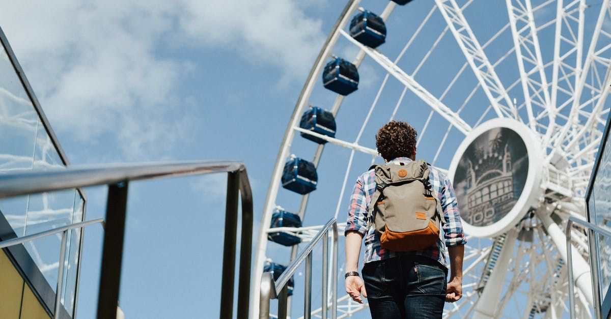 Tourist attractions on way from Stockholm to Oslo [closed] - Man standing on stairs near ferris wheel