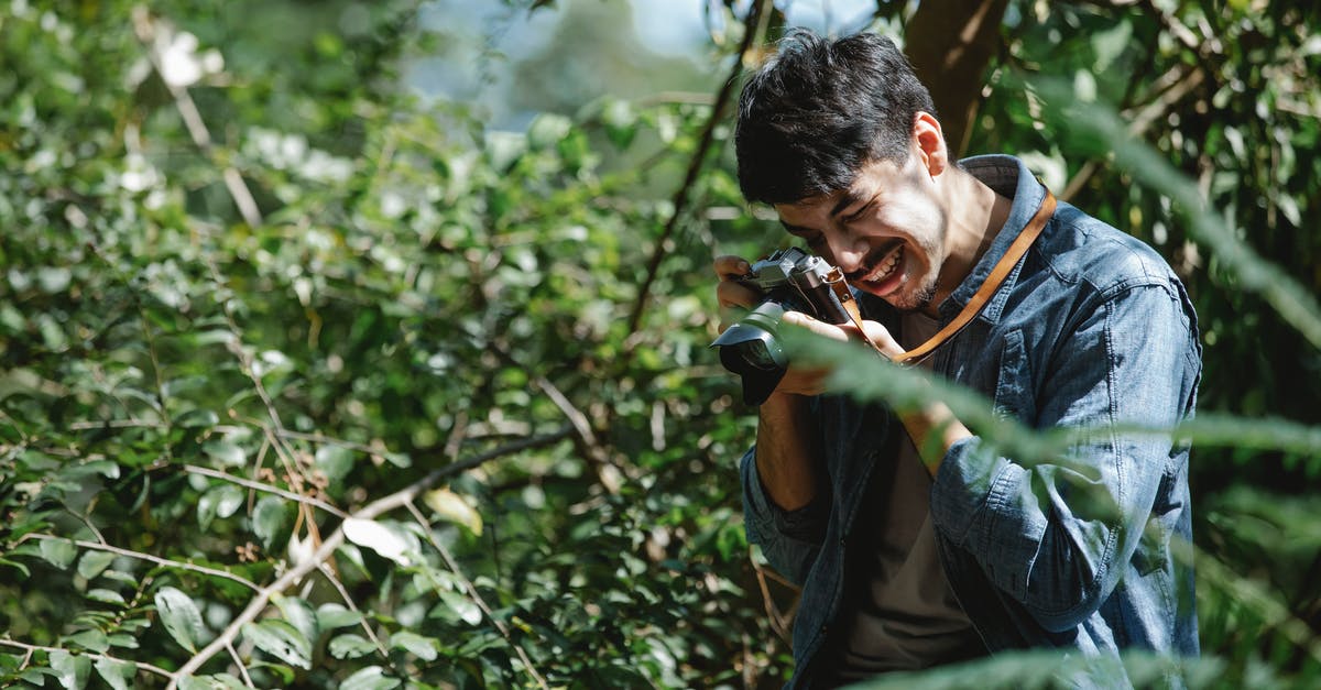 Tourist visa to enter, and stay using work visa [closed] - Positive young male photographer with mustache wearing casual clothes taking pictures on photo camera in abundant sunny woods