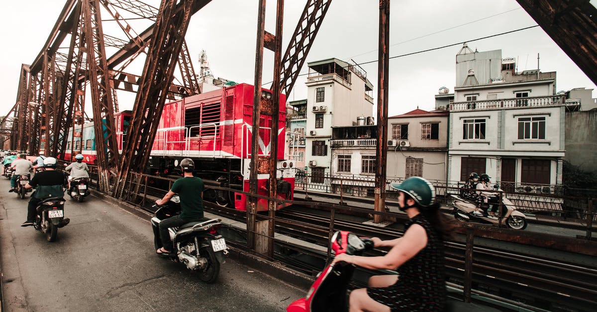 Trains in Vietnam - People Riding Motorcycles Near Train