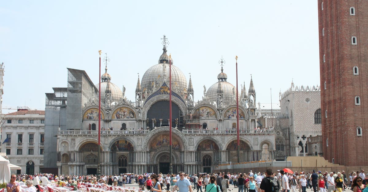 Transiting via Madrid to Venice - Crowd on Plaza Before Saint Marks Basilica in Venice, Italy