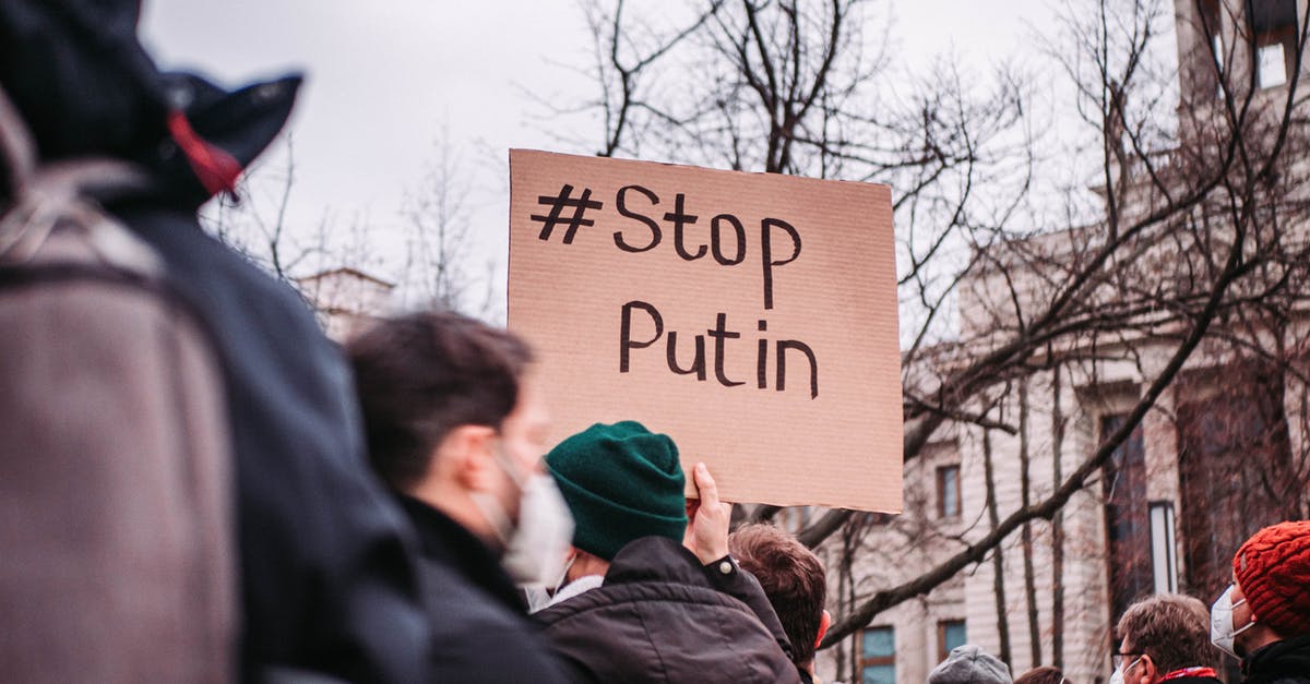 Transportation between Russia and Ukraine - People in the Street Protesting against War 