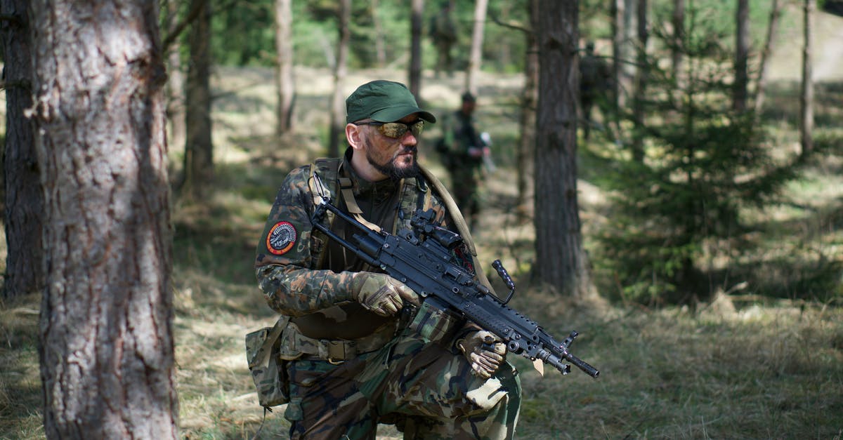 Transporting an airsoft gun from the US to Israel - Man in Green and Brown Camouflage Army Uniform Holding a Rifle