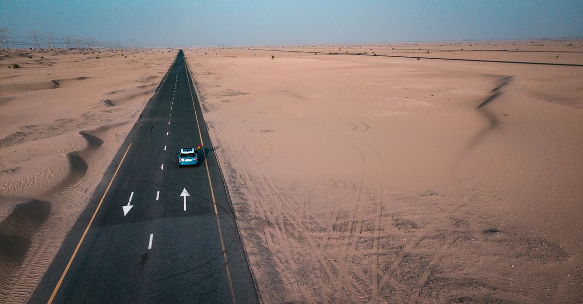 Travel from the UAE to Lithuania by car - Blue Car On The Road 