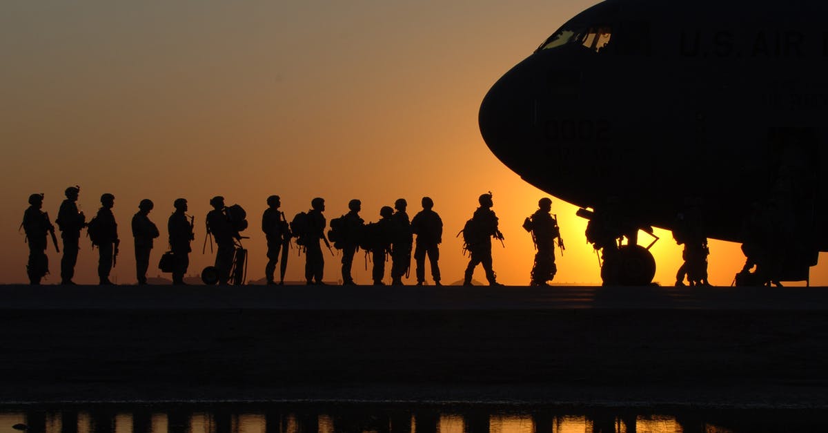 Travel insurance for flight cancellation - Soldiers in Line to Get in a Plane