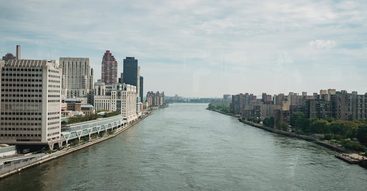 Travel to New York - Metropolis city district with spacious river