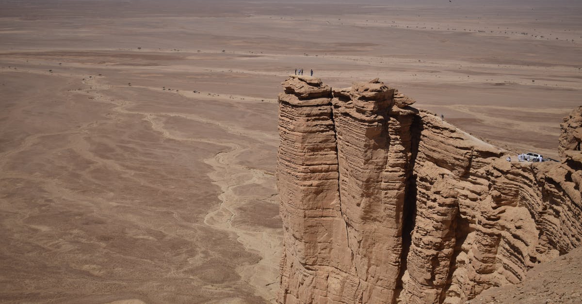 Travel to Saudi Arabia - Adventurers on top of the Narrow Escarpment of Tuwaiq Plateau 