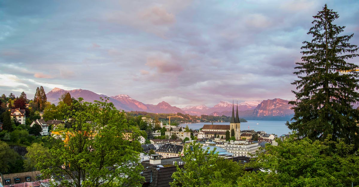 Travelling from Interlaken to Lucerne - Landscape of Lucerne town in clouds