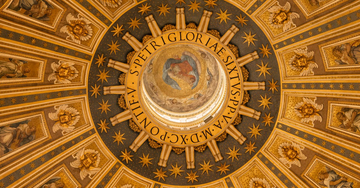 Travelling from Rome to Fano, Italy by train - Is bus from Ancona a better option? - From below wonderful ornamental design of ancient dome inside St. Peters Basilica in Rome Travelling from Rome to Fano, Italy by train - Is bus from Ancona a better option? - From below wonderful ornamental design of ancient dome inside St. Peters Basilica in Rome