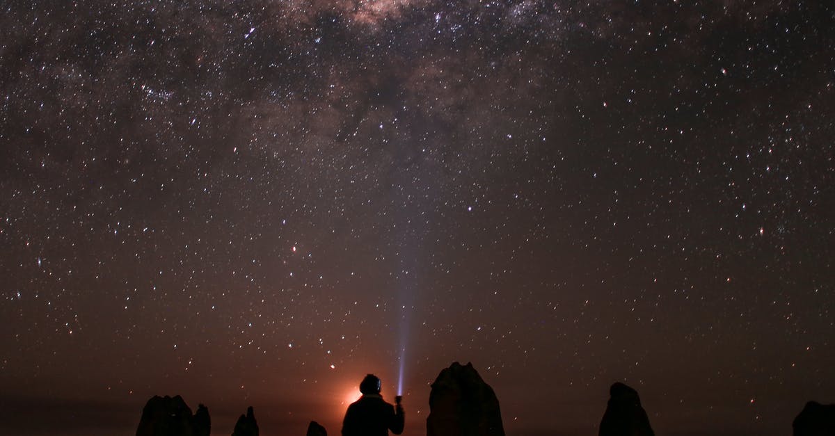 Travelling outside of UK on a tourist visa [duplicate] - Back view silhouette of anonymous person shining flashlight at sky with glowing stars while sitting in nature at night time