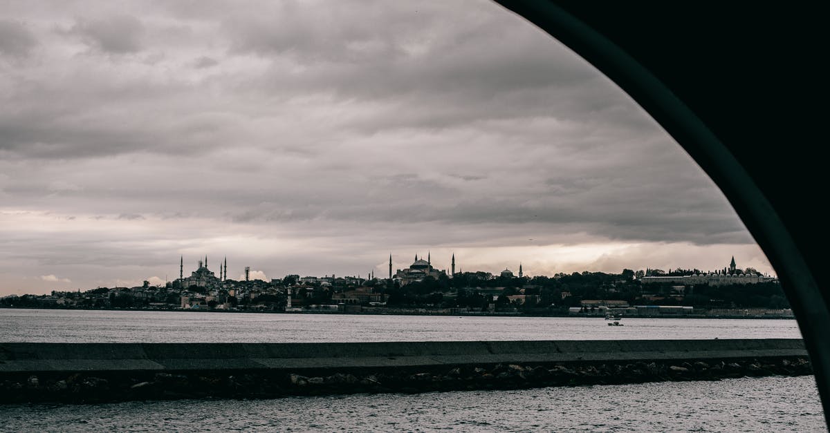 Travelling to Turkey by ferries - Grayscale Photo of City Skyline