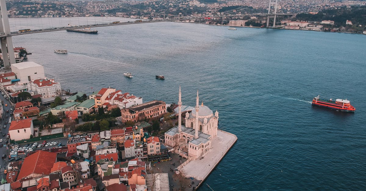 Travelling to Turkey by ferries - Aerial Shot of the Istanbul Strait