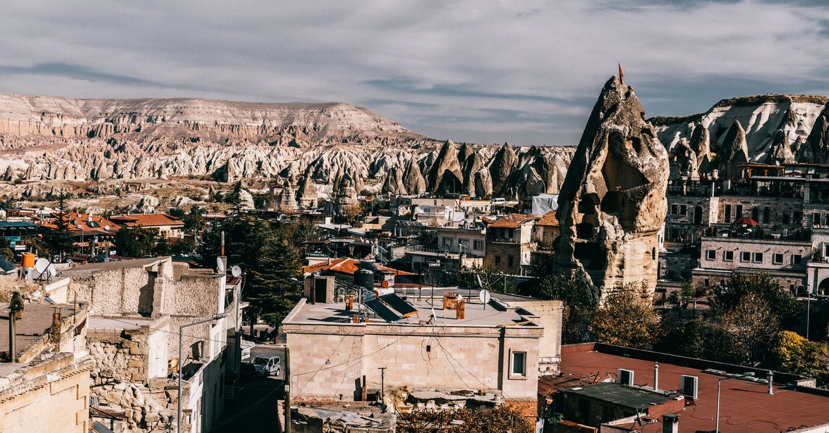 Travelling with Swiss Residence Permit -from Turkey to Belgium - Aged stone buildings surrounded by rocky formations located in old region of Turkey