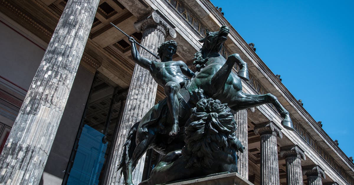 Tropical islands, Berlin, Germany. Inflatable "toys"? - Man Riding Horse Statue