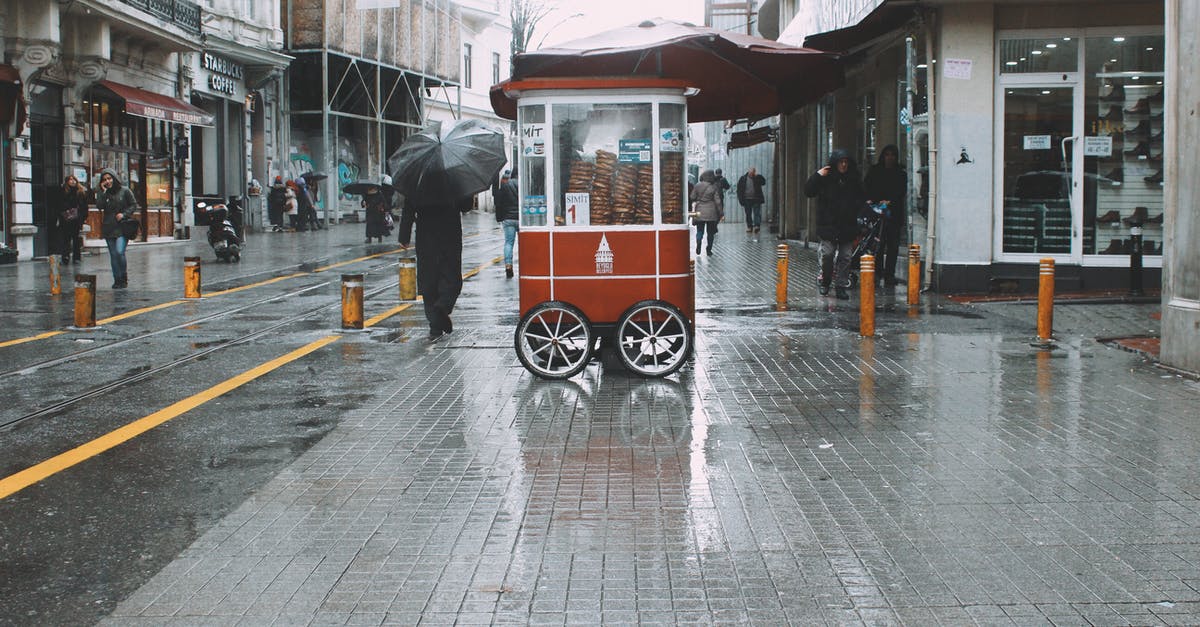 Trying local Turkish Cuisine in Istanbul - Food cart with traditional Turkish simit