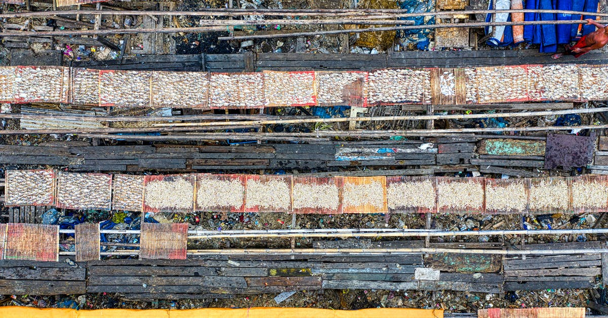 Typical food in Norway? - Aerial view of big old shabby outdoor fish market located in Jakarta district in daytime