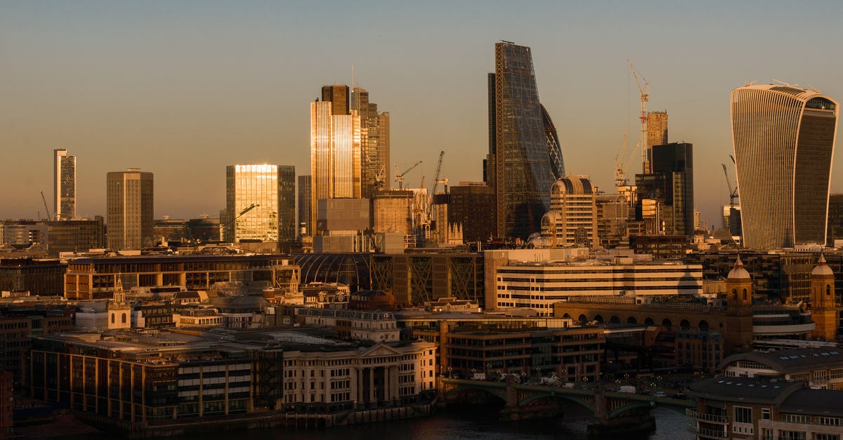 UK address: district or county? [closed] - Contemporary multistory buildings and residential houses located near Thames river and suspension bridge in London city against cloudless sky in sunlight