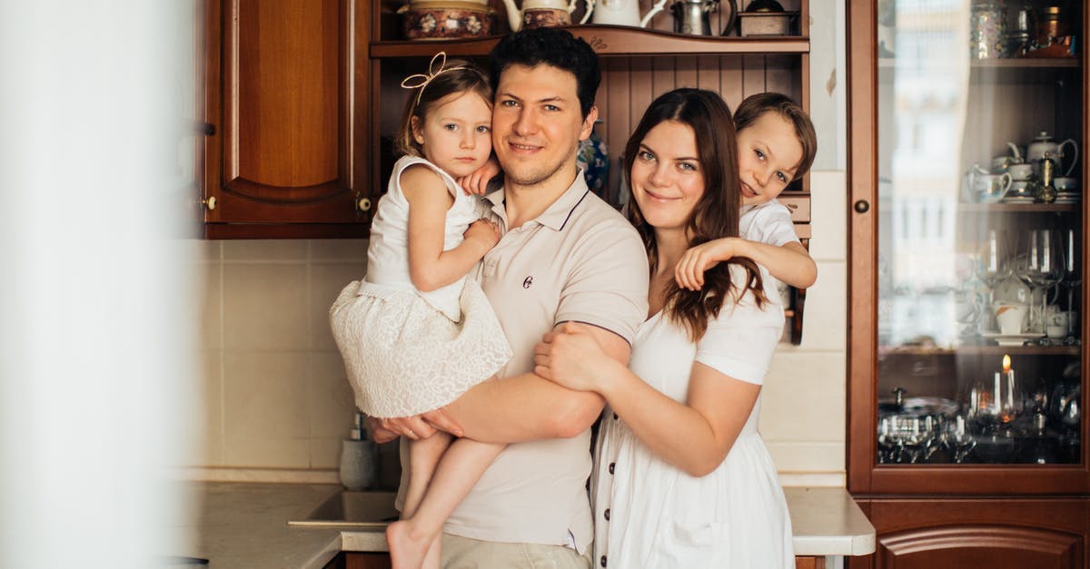 Undisclosed relative [closed] - Cheerful family standing together at kitchen