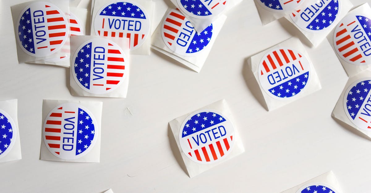 U.S. and Mexican citizen flying from U.S. to Mexico - Stickers with I voted inscription and flag of USA