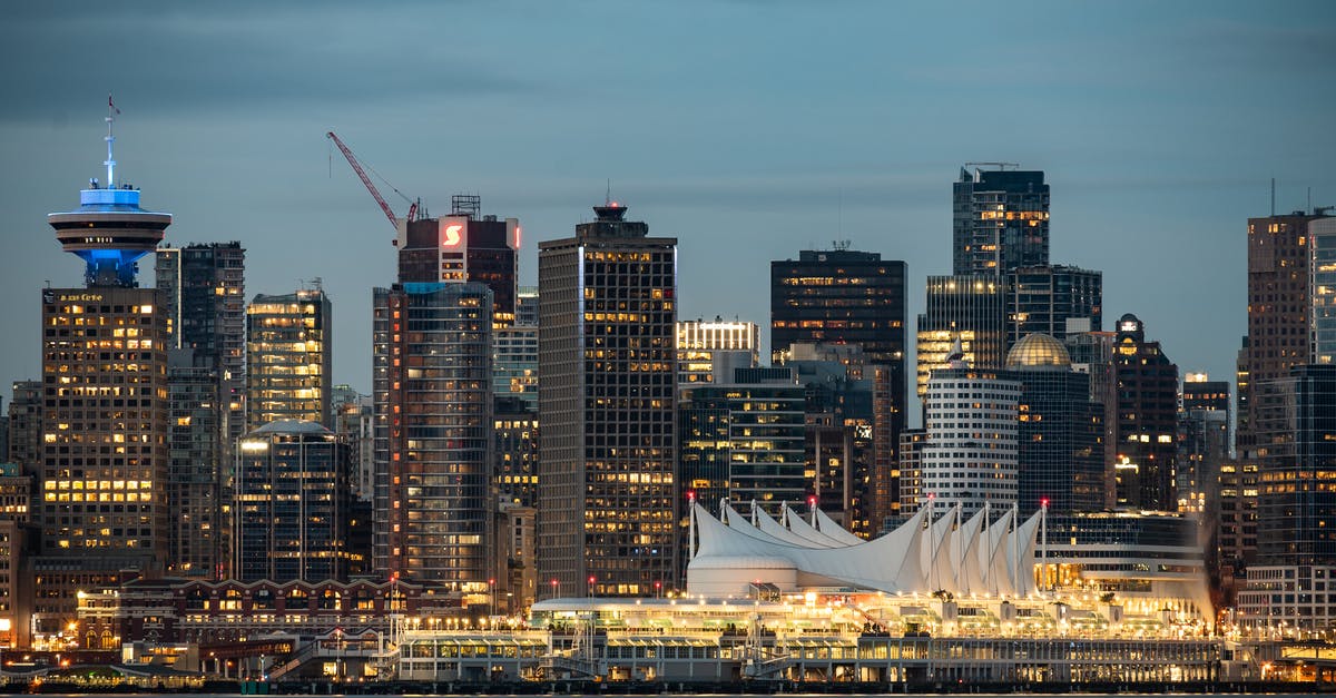 Vancouver Amtrak to US from Canada - City Skyline during Night Time