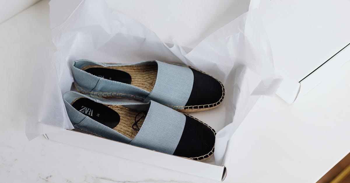VAT refund for an online order from Germany shipped to Spain? - Stylish espadrilles pair in carton box
