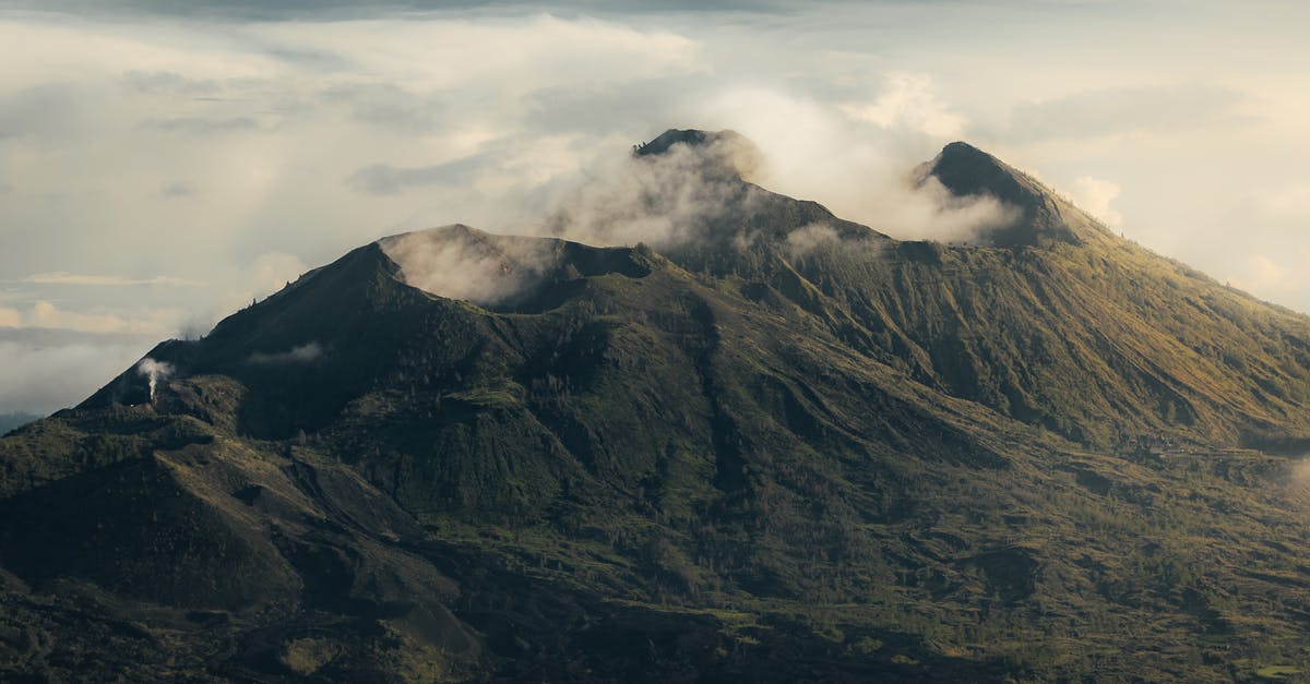 Visa and Immigration delays on arrival in Denpasar, Bali, Indonesia - Bird's Eye View Photo Of Volcano