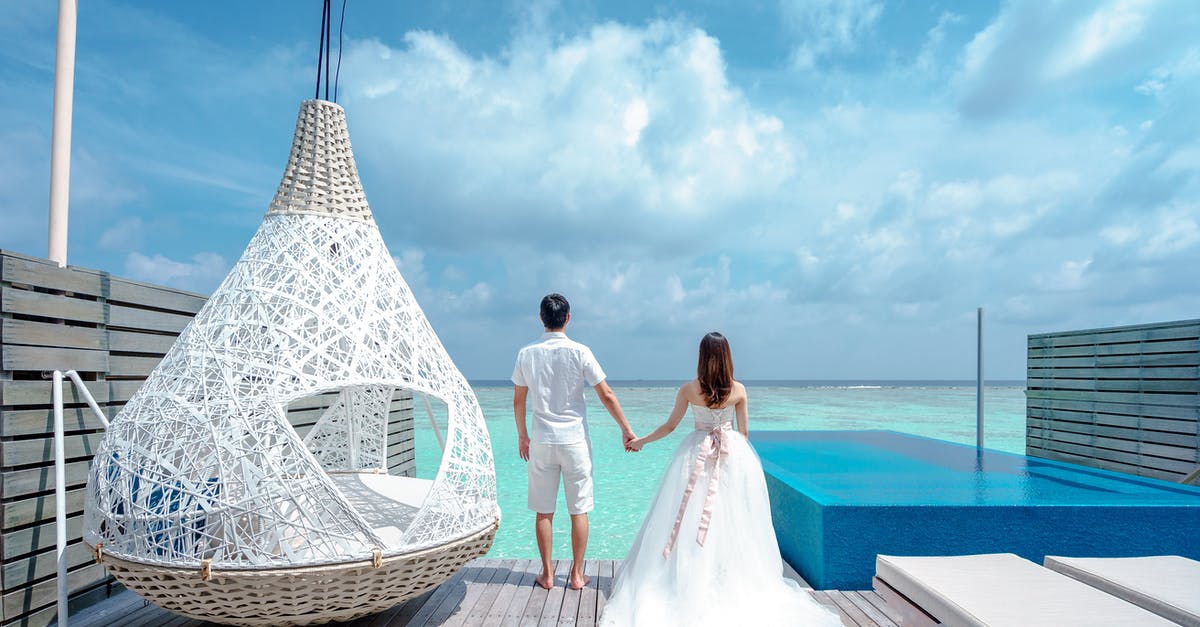 Visa for the Maldives - Woman in White Wedding Gown Standing Beside Man in White Dress Shirt