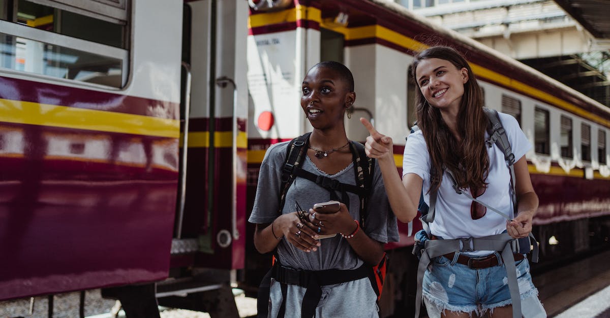 Visiting Rocamadour, France by train - Women Travelers Visiting City with Backpacks near Train