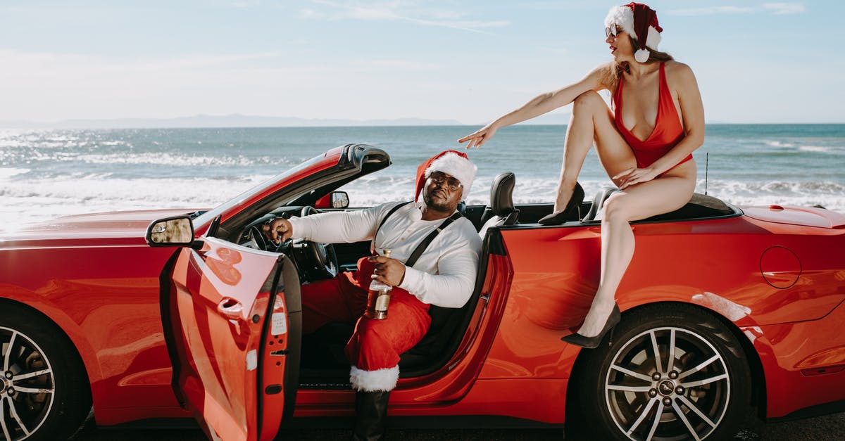 Visiting Yosemite in December - Will car rentals provide me with snow chains? - Woman in Red Bikini Sitting on Red Convertible Car