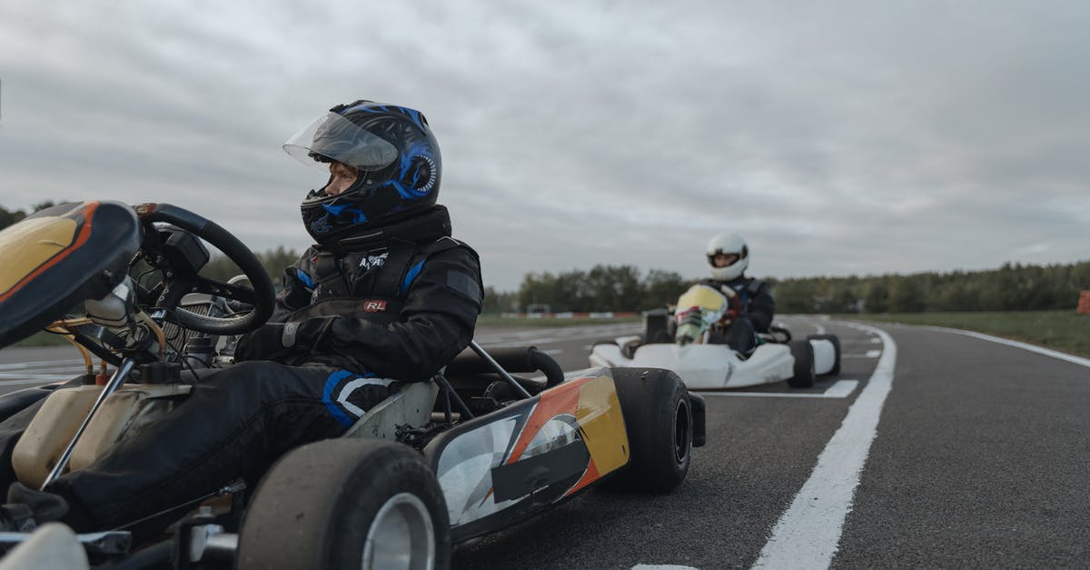 Visting Yellowstone without a drivers license - Two Men Driving Go Karts In A Circuit