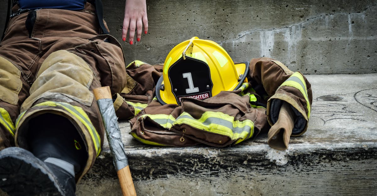 Volunteering work - Yellow Hard Hat on Brown and Yellow Fireman's Suit