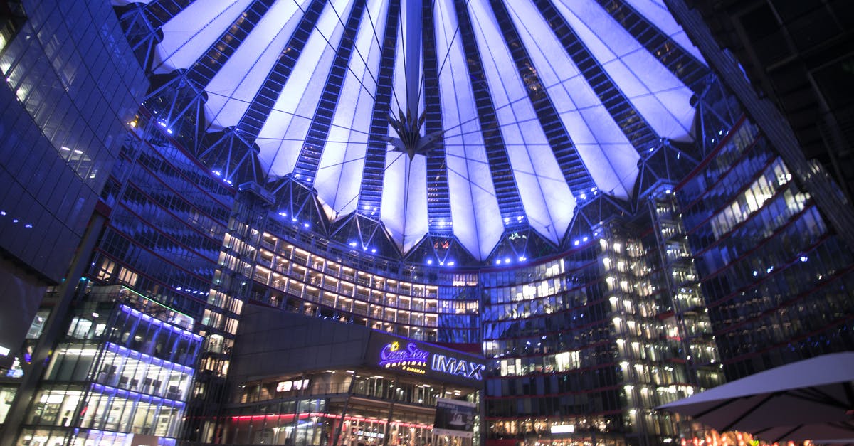 Walk/Run from Berlin Tegel Airport to Berlin City Centre - Spectacular modern complex with illuminated glass roof at night