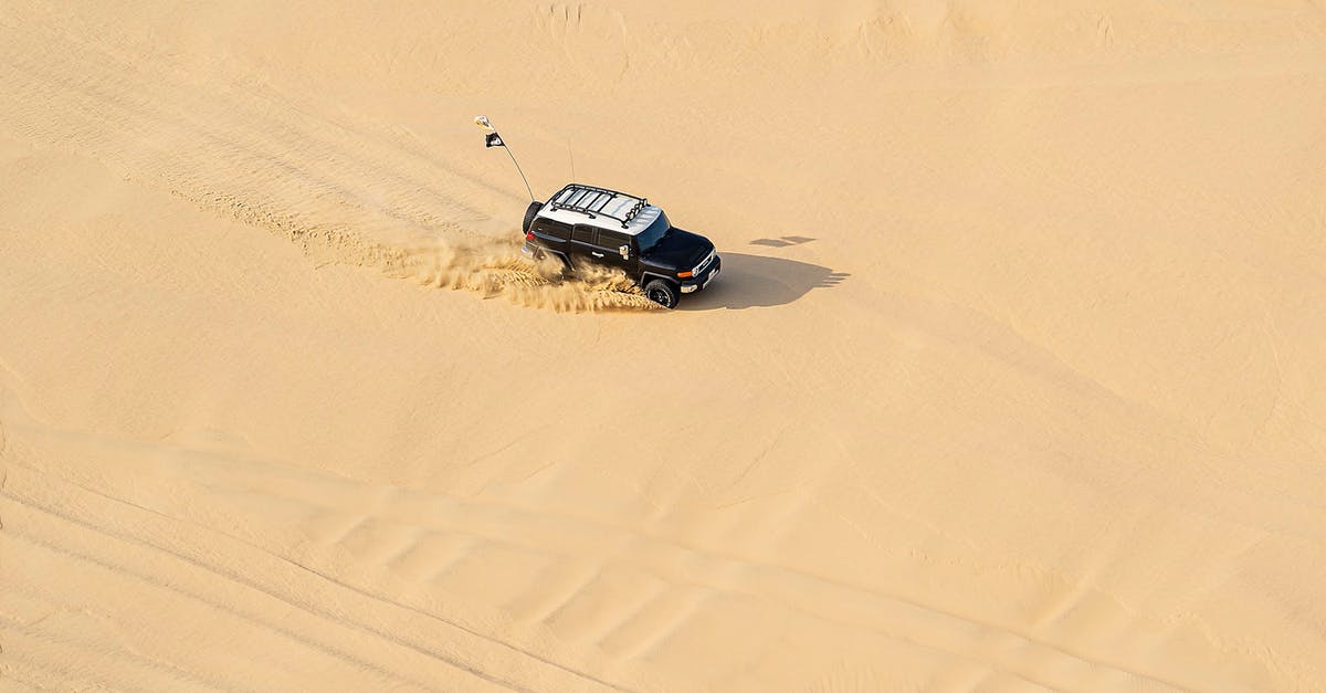 Ways to travel from Mexico to South America over land [closed] - From above of modern black car driving in desert with sandy ground in daytime